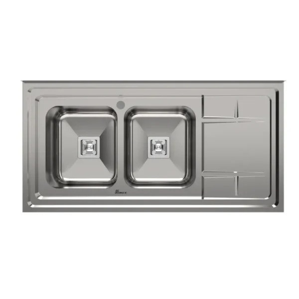 سینک ظرفشویی استیل روکار دو لگنه بیمکث مدل 926